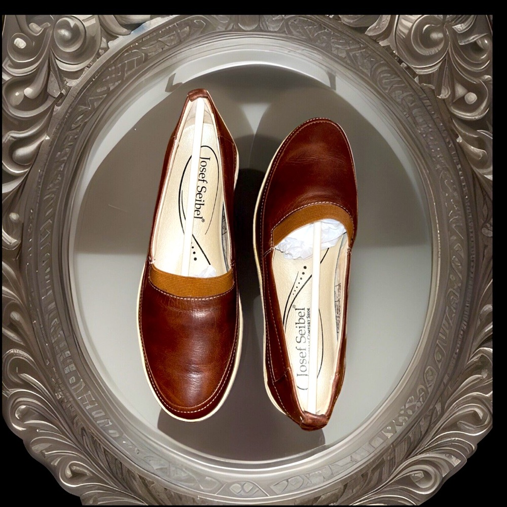 Josef Seibel Full Grain Leather Closed Toe Slip On Loafers Shoes W/Elastic Band - Picture 4 of 15